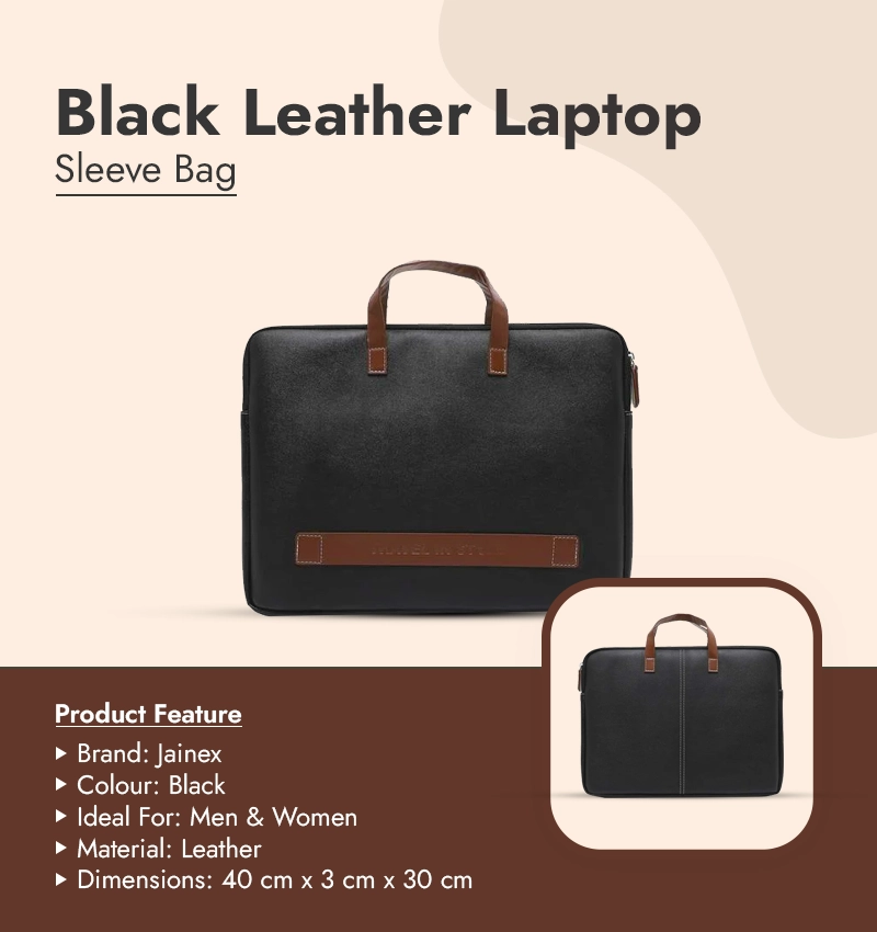 Discover the Perfect Black Leather Laptop Sleeve Bag - Stylish, Durable & Functional Protection for Your Essentials