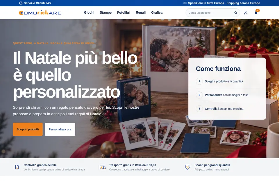 Home page of Comunickare, a Printcart client store