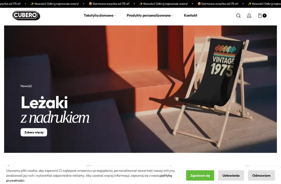 Home page of Cubero, a Printcart client store