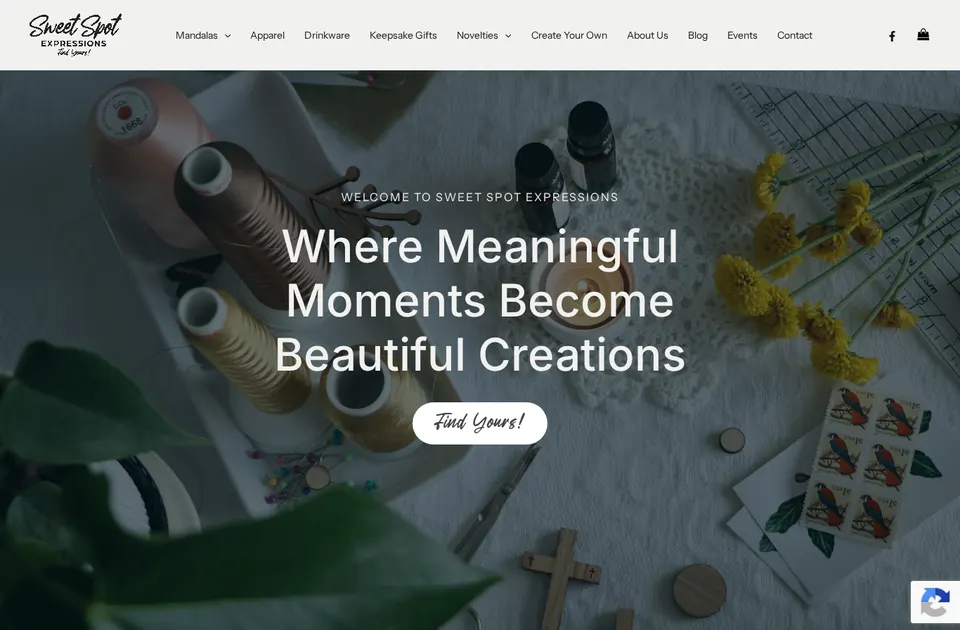 Home page of Sweet Spot Expressions, a Printcart client store