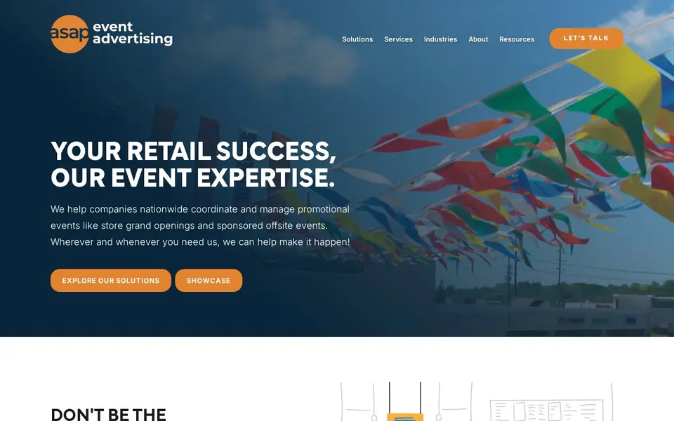Improving the Online Ordering Journey for Event Services Company: the client's live home page