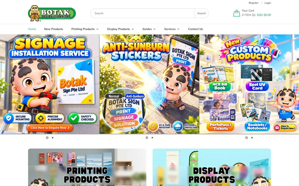 Enhancing Sign Printing Services for Faster Online Order Processing: the client's live home page