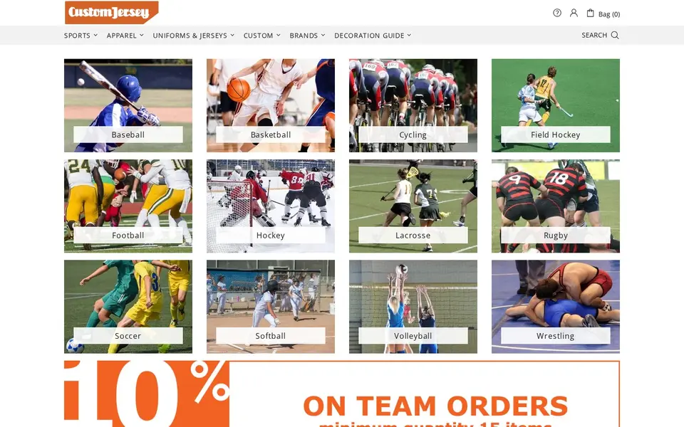 Optimizing Online Ordering for Custom Jersey Designs and Purchases: the client's live home page