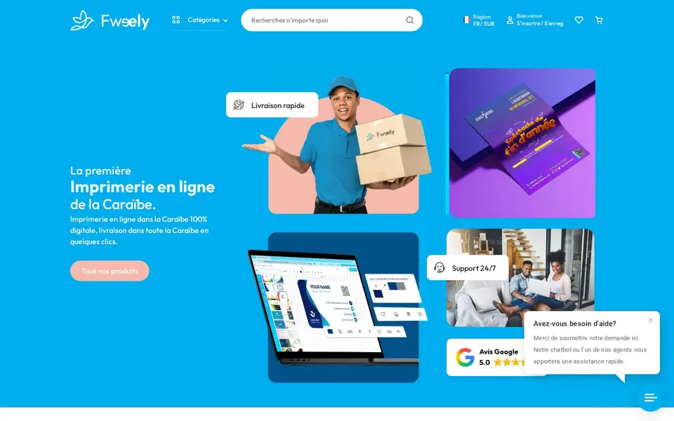 Enhancing the Ordering Experience for Caribbean Online Printing and Design: the client's live home page