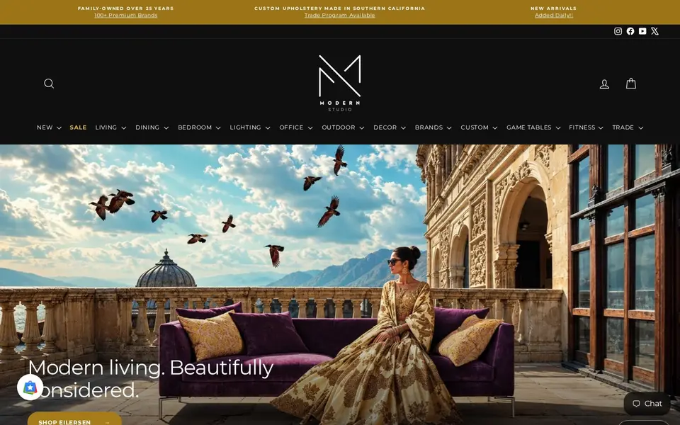 Improving Custom Product Ordering Process for Furniture Retailer: the client's live home page