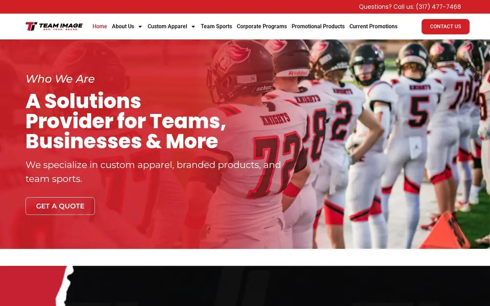 Improving Online Ordering for Custom Apparel and Merchandise: the client's live home page