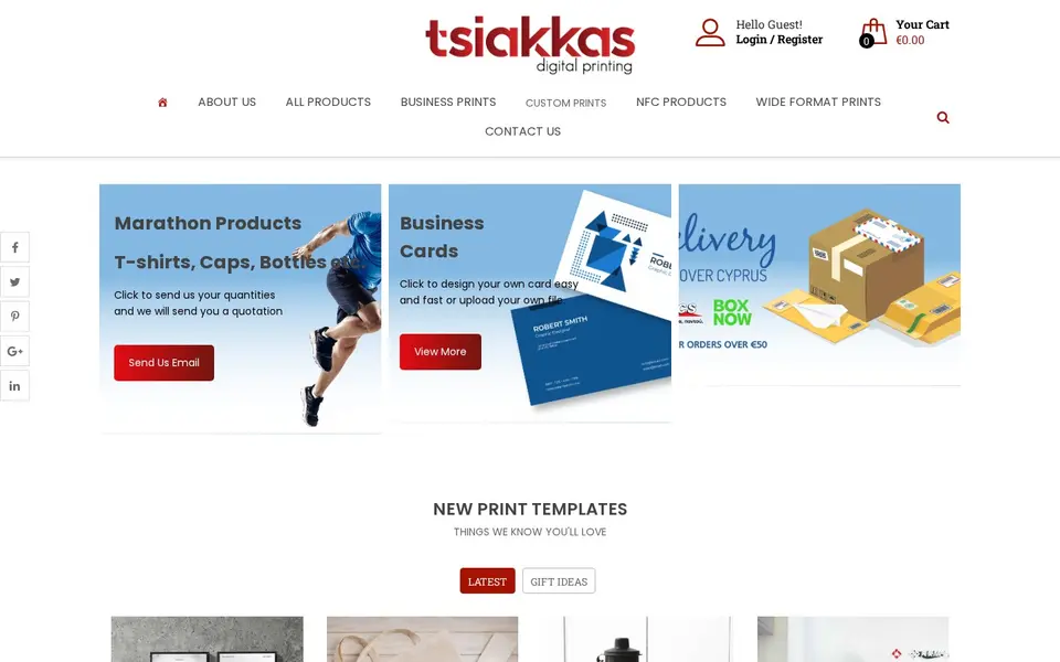 Transforming Customer Experience for Print and Design Service Orders: the client's live home page