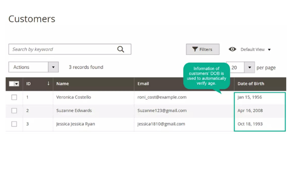 Automatically age verify customers with DOB
