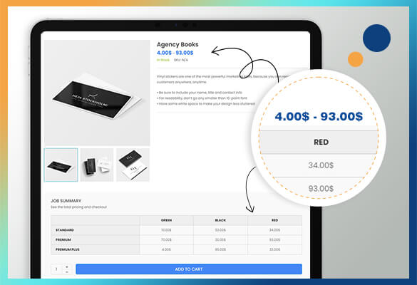 PRINTING PRODUCT PRICE MATRIX