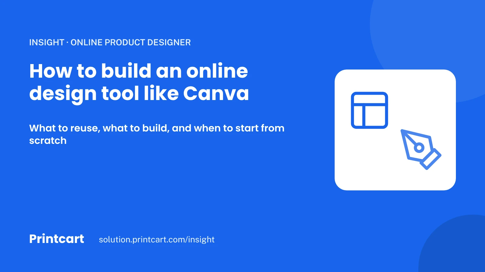 Cover: how to build an online design tool like Canva, with a layout and a pen tool icon