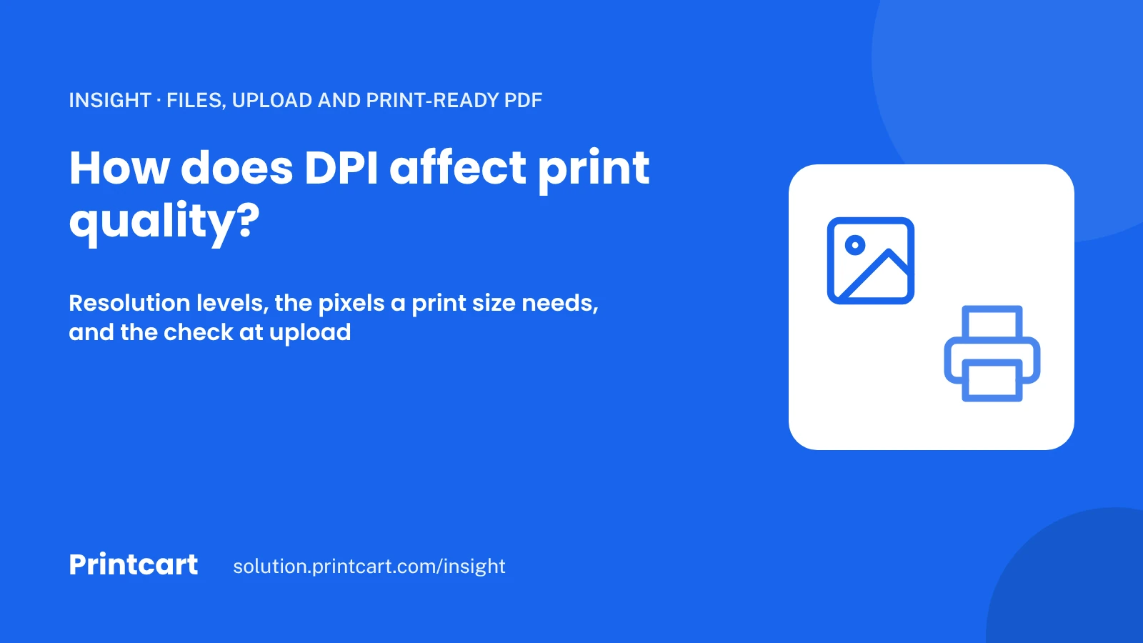 Cover: how DPI affects print quality, with an image and a printer icon