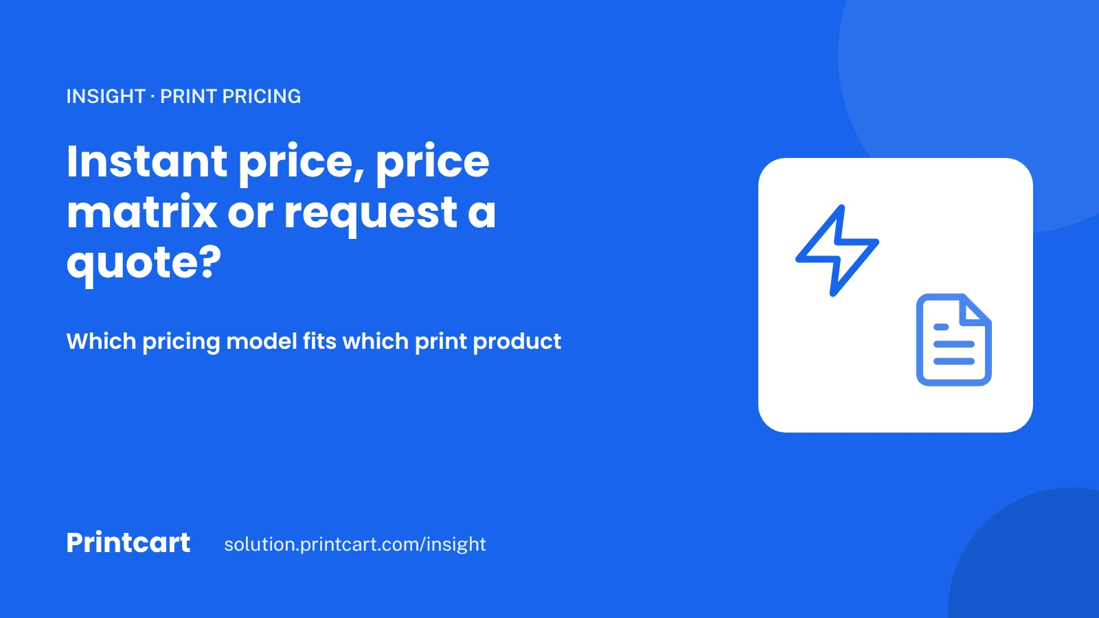Cover: instant price, price matrix or request a quote, which pricing model fits which print product